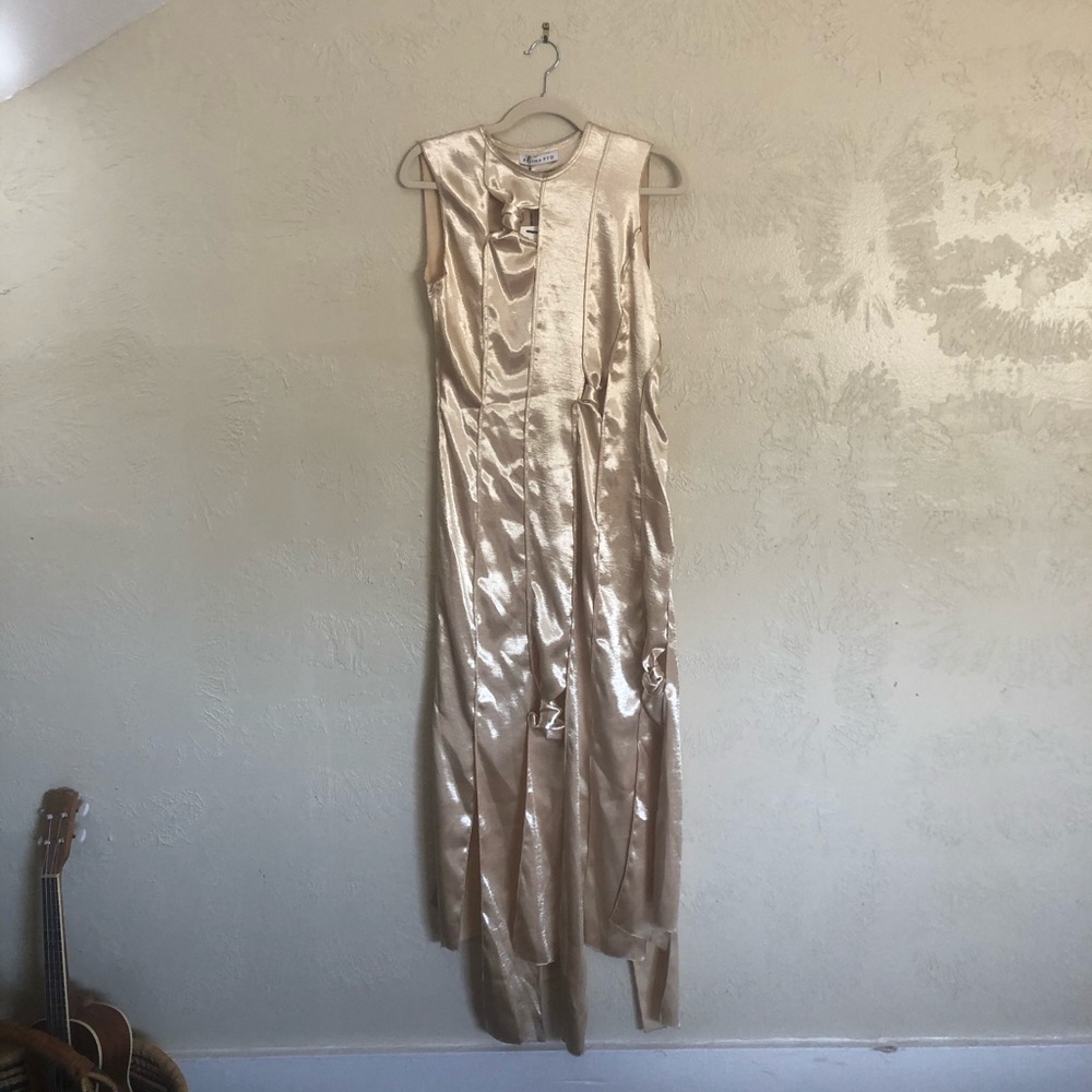 Rejina Pyo Laura Satin Knot Dress in Champagne UK 10 US M
